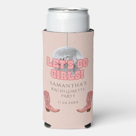 レトロカウガールブーツディスコバチェロレッテパーティー スリム缶クーラー (Seltzer正面)