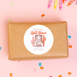 レトロカウガールラストディスコバチェロレッテサンクス,  このクラシックなラウンドステッカーで、ワイ ラウンドシール