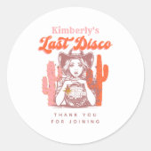 レトロカウガールラストディスコバチェロレッテ感謝祭 ラウンドシール (正面)