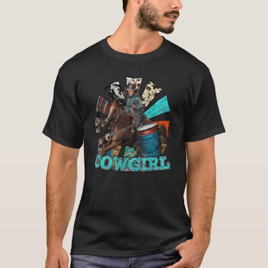 レトロカウガール騎乗馬カウハイド競馬ウィ Tシャツ (正面)