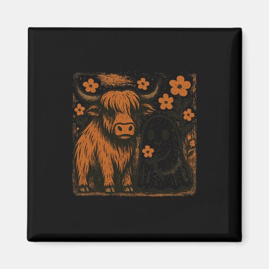 レトロカウハロウィーン幽霊秋秋フローラOutfi マグネット (正面)