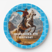 レトロカウボーイアンドホースウェスタン ペーパープレート (正面)