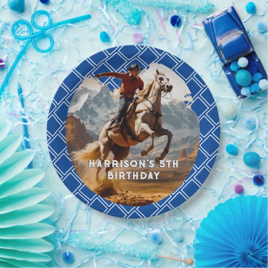 レトロカウボーイアンドホースウェスタン ペーパープレート (パーティー)