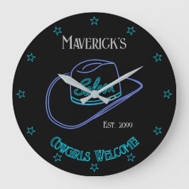 レトロカウボーイサルーンの壁時計Lg。 ラージ壁時計