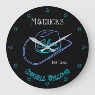 レトロカウボーイサルーンの壁時計Lg。 ラージ壁時計