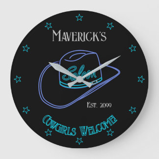 レトロカウボーイサルーンの壁時計Lg。 ラージ壁時計