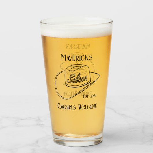 レトロカウボーイサルーン飲み物用品ピントビール タンブラーグラス (ドリンク正面)