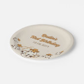 レトロカウボーイハロウィン市松模様にパターン誕生日 ペーパープレート (アングル)