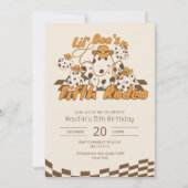 レトロカウボーイハロウィン市松模様にパターン誕生日 招待状 (正面)