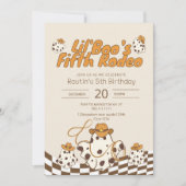 レトロカウボーイハロウィン市松模様にパターン誕生日 招待状 (正面)