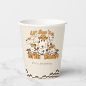 レトロカウボーイハロウィン市松模様にパターン誕生日 紙コップ (正面)