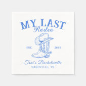 レトロカウボーイブルーバチェロレッテ スタンダードカクテルナプキン (正面)