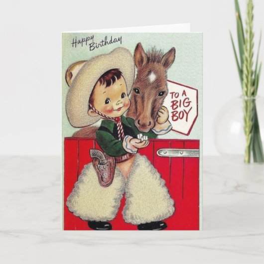レトロカウボーイ誕生日カード カード (正面)