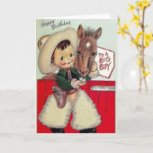 レトロカウボーイ誕生日カード カード (黄色い花)