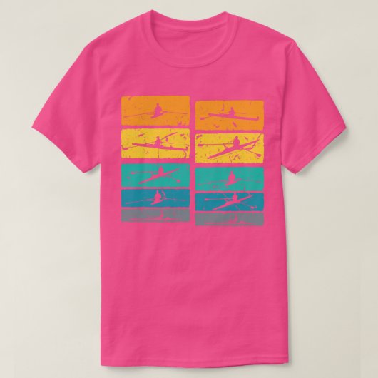 レトロカウワスワイン用ローイングデザイン Tシャツ (デザイン正面)