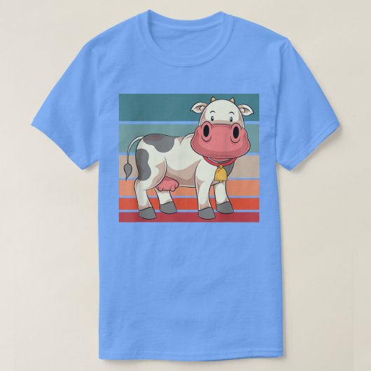 レトロカウ恋人農家ファームアニマルキュートカウズ Tシャツ (デザイン正面)
