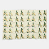 レトロカエルの花を付けた自転車 キッチンタオル (横)