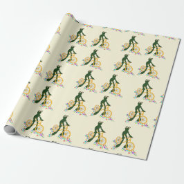 レトロカエル（花つき自転車） ラッピングペーパー
