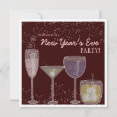 レトロカクテルお祝い大晦日パーティー 招待状 (正面)