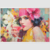 レトロカクテルグラマーウーマンデコパージュ 薄葉紙 (正面)