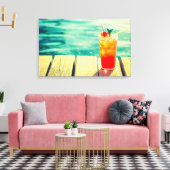 レトロカクテルサンセットプールバー キャンバスプリント (インサイチュ (リビング))