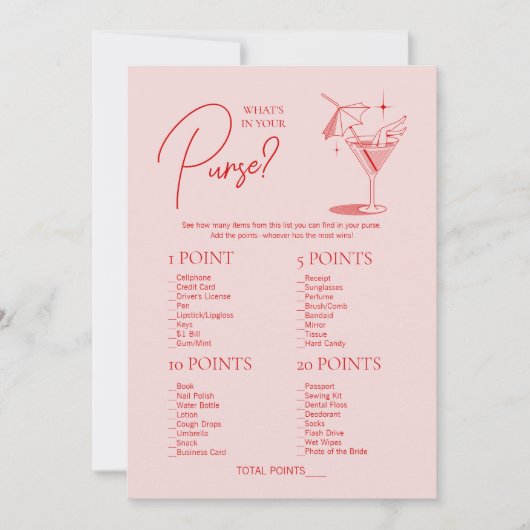 レトロカクテルバチェロレッテあなたの財布の中にあるものを 招待状 (正面)