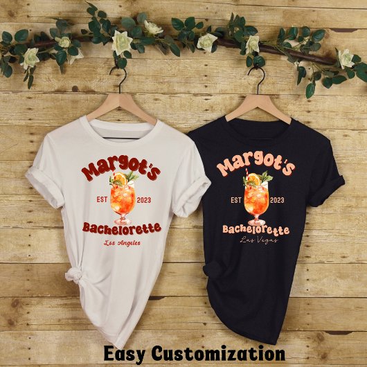 レトロカクテルバチェロレッテブライダルシャワー Tシャツ