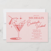 レトロカクテルバチェロレッテ週末の日程 招待状 (正面)