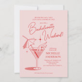 レトロカクテルバチェロレッテ週末の日程 招待状 (正面)