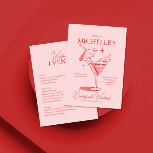 レトロカクテルバチェロレッテ週末の日程 招待状