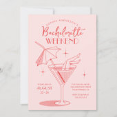レトロカクテルバチェロレッテ週末の日程 招待状 (正面)