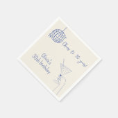 レトロカクテルバースデーパーティーブルー スタンダードカクテルナプキン (角)