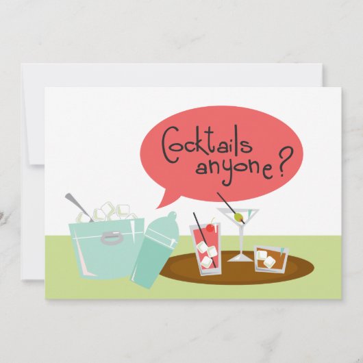 レトロカクテルパーティの招待状 招待状 (正面)