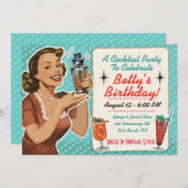 レトロカクテルパーティーの招待状 招待状 (正面/裏面)