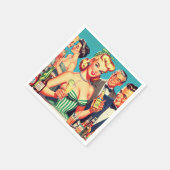 レトロカクテルパーティーイラストレーション スタンダードカクテルナプキン (角)