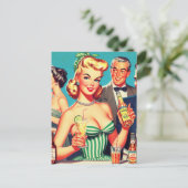 レトロカクテルパーティーイラストレーション ポストカード (スタンド正面)