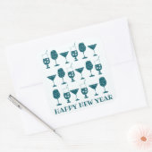 レトロカクテルパーティードリンクハッピーニューイヤー スクエアシール (封筒)