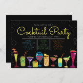 レトロカクテルパーティー気泡パーティの招待状 招待状 (正面/裏面)