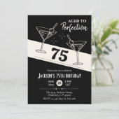 レトロカクテルブラック&ホワイトmartini 75誕生日 招待状 (スタンド正面)