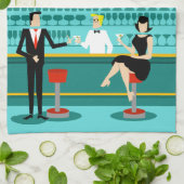 レトロカクテルラウンジキッチンタオル キッチンタオル (折り畳み)