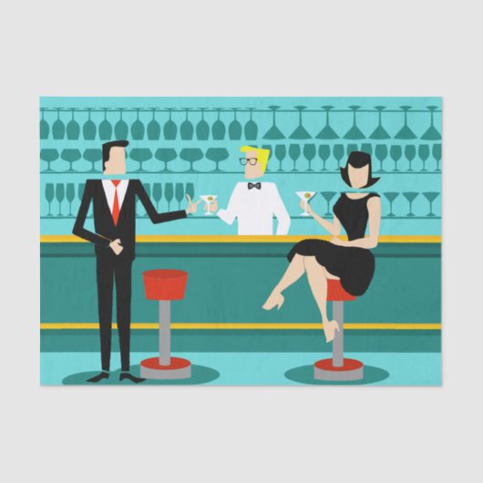 レトロカクテルラウンジティッシュペーパー 薄葉紙 (正面)