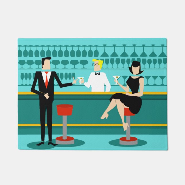 レトロカクテルラウンジドアマット ドアマット (正面)