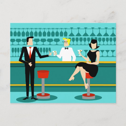 レトロカクテルラウンジハガキ ポストカード (正面)