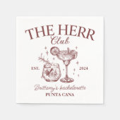 レトロカクテルレッドバチェロレッテ スタンダードカクテルナプキン (正面)