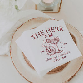 レトロカクテルレッドバチェロレッテ スタンダードカクテルナプキン