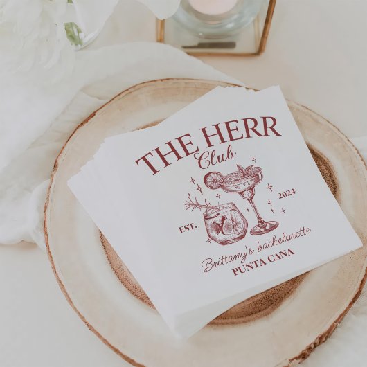 レトロカクテルレッドバチェロレッテ スタンダードカクテルナプキン