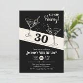 レトロカクテル 黒と白のマティーニ 30歳の誕生日 招待状 (スタンド正面)