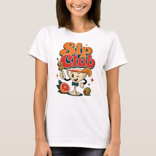レトロカクテル Sip Club Tシャツ (正面)