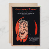 レトロカスタマイズ可能な魔女招待状 招待状 (正面/裏面)