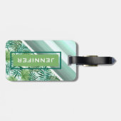 レトロカスタムお尻トロピカルグリーンパームリーファパターン ラゲッジタグ (裏面横)